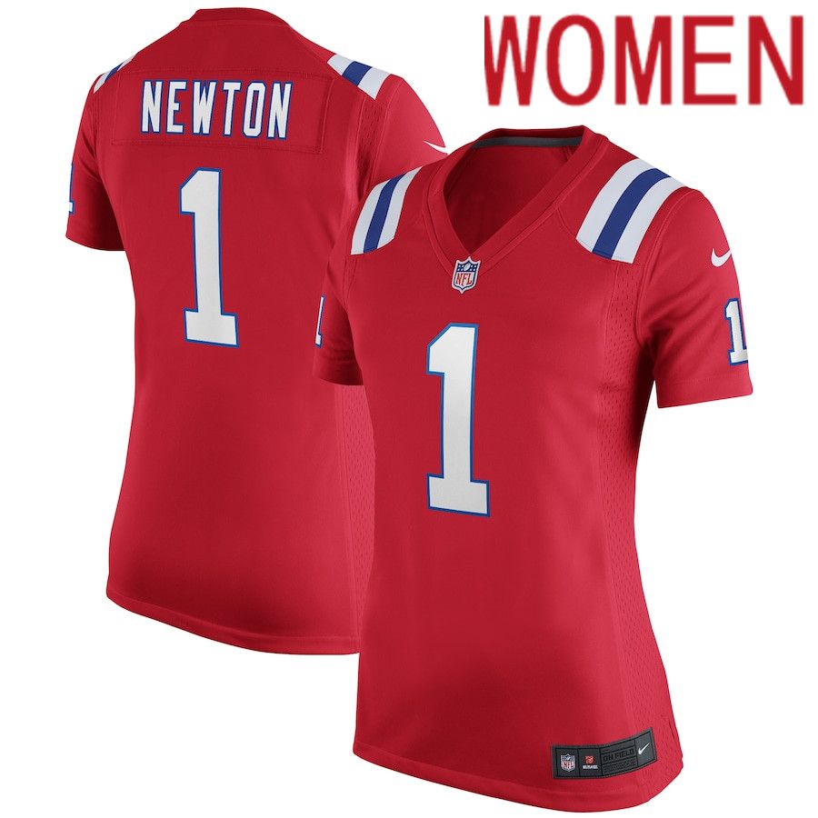 Women New England Patriots #1 Cam Newton Nike Red Alternate Game NFL Jersey->women nfl jersey->Women Jersey